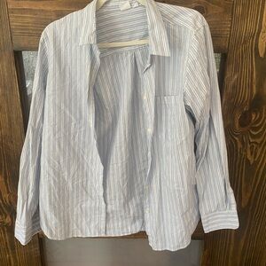 Blue Striped Button-Up Shirt